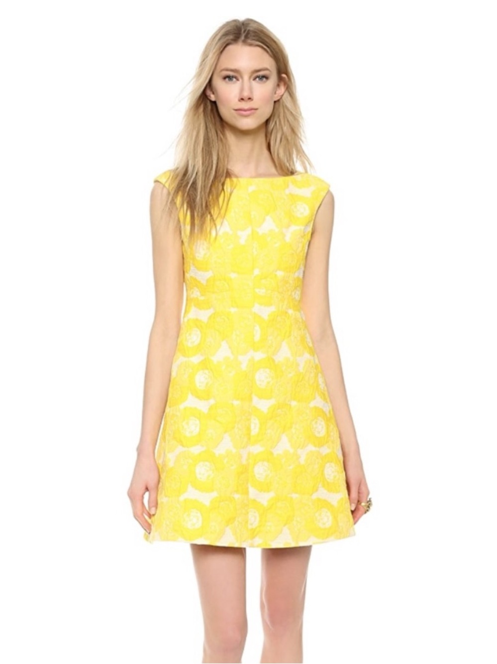 NWT Tory Burch Mariana Dress Yellow Floral Jacquard Sheath Size 6